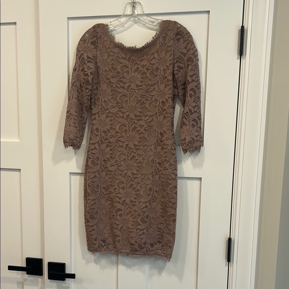 Elegant Lace Dress in Brown